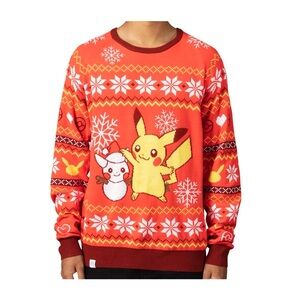 Pokémon Christmas Pikachu Knit Sweater By The Pokémon Center, Red Medium